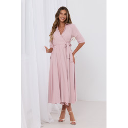 Kopertowa sukienka midi z wiązaniem w talii