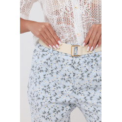 Spodnie cygaretki w kwiatowy print z paskiem