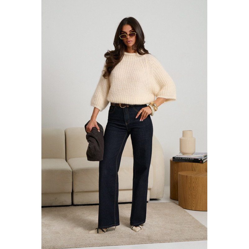 LUŹNY SWETER Z GRUBYM SPLOTEM I STÓJKĄ