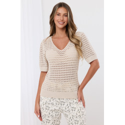 Ażurowy sweter z dekoltem V