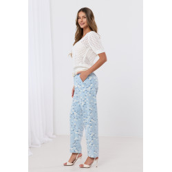 Spodnie w kwiatowy wzór z plecionym paskiem