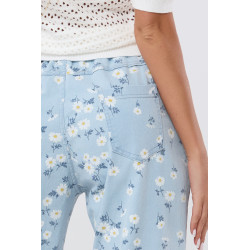 Spodnie w kwiatowy wzór z plecionym paskiem