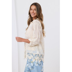 Koszula z haftem i ozdobną koronką gipiurową