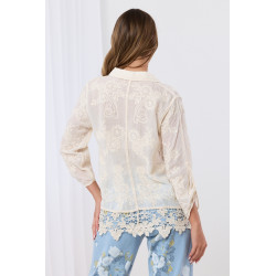 Koszula z haftem i ozdobną koronką gipiurową