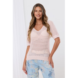 Ażurowy sweter z dekoltem V