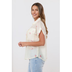 Koszulowa bluzka w drobne kwiaty