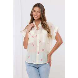 Koszulowa bluzka w drobne kwiaty