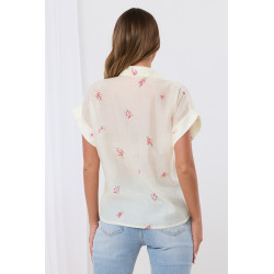 Koszulowa bluzka w drobne kwiaty